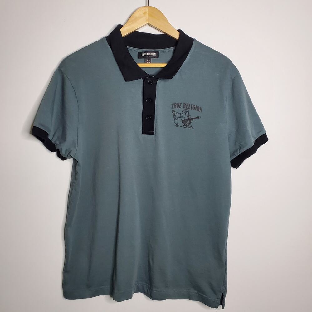 True Religion Men's buddha Logo SS Polo Shirt Size Medium